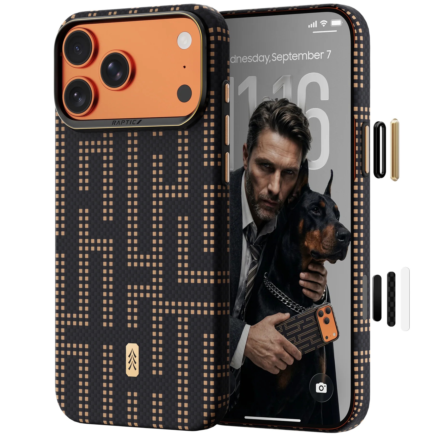 RAPTIC Aramid Skin Magsafe Phone Case for iPhone 17 Pro /17 Pro Max-Grid Valor